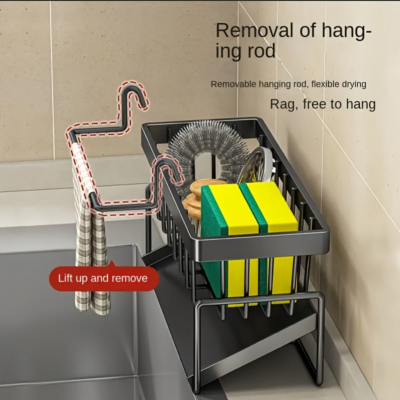High Quality Kitchen Sink Tray, Integrated Sponge Rack, Multi-purpose Kitchen Countertop Storage Rack, Suitable for Rag, Dish Soap, Brush, Space Saving Bathroom Organizer, Kitchen Storage Rack, Kitchen Accessories