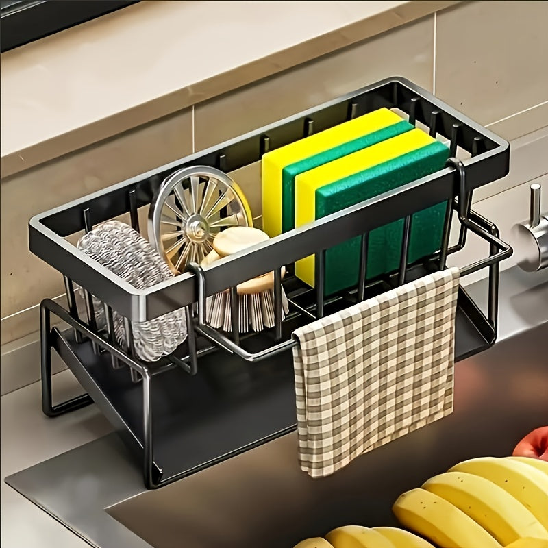 High Quality Kitchen Sink Tray, Integrated Sponge Rack, Multi-purpose Kitchen Countertop Storage Rack, Suitable for Rag, Dish Soap, Brush, Space Saving Bathroom Organizer, Kitchen Storage Rack, Kitchen Accessories